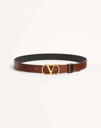 Curea reversibilă din piele de vițel lucioasă cu logo Vlogo Signature 30 mm