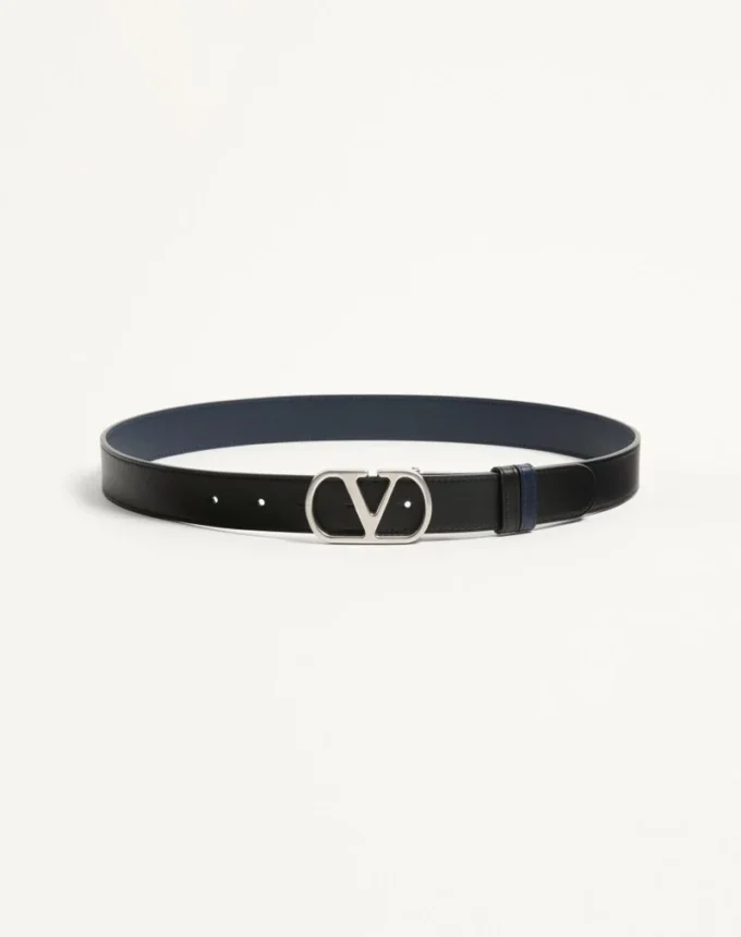 Curea reversibilă din piele de vițel lucioasă cu logo Vlogo Signature 30 mm