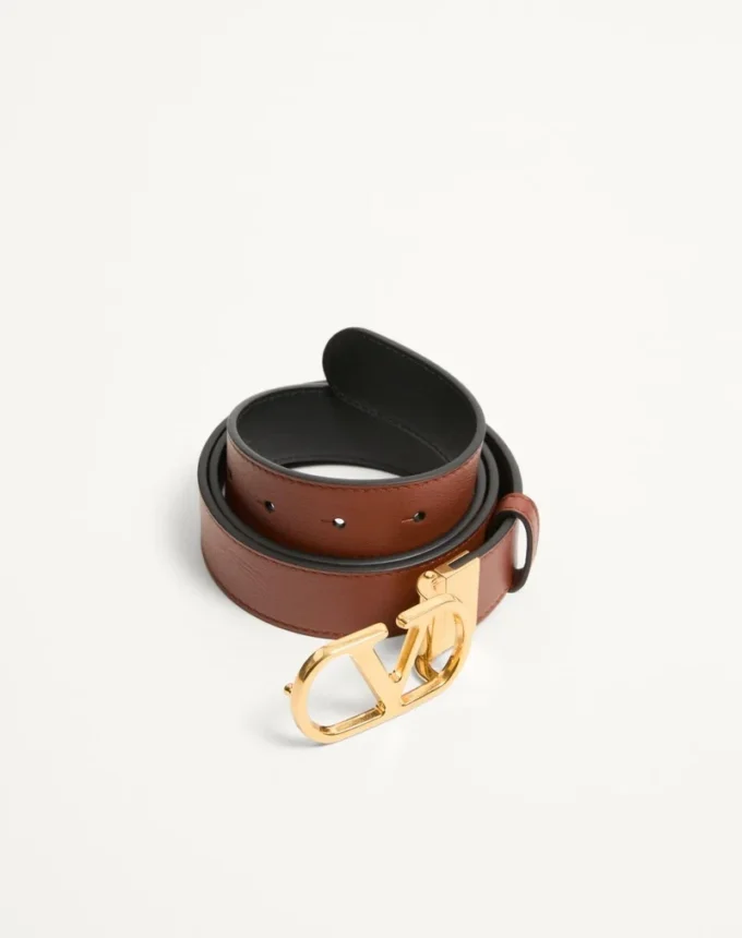 Curea reversibilă din piele de vițel lucioasă cu logo Vlogo Signature 30 mm