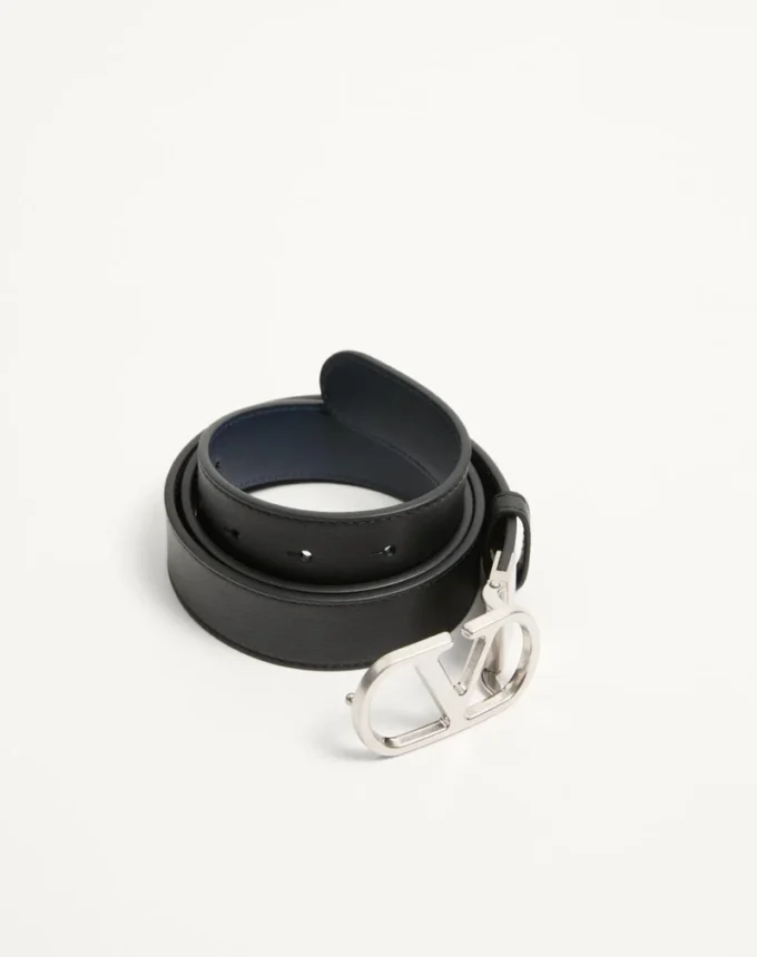 Curea reversibilă din piele de vițel lucioasă cu logo Vlogo Signature 30 mm