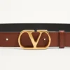 Curea reversibilă din piele de vițel lucioasă cu logo Vlogo Signature 30 mm
