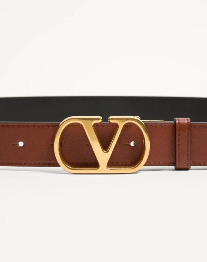 Curea reversibilă din piele de vițel lucioasă cu logo Vlogo Signature 30 mm