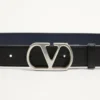 Curea reversibilă din piele de vițel lucioasă cu logo Vlogo Signature 30 mm