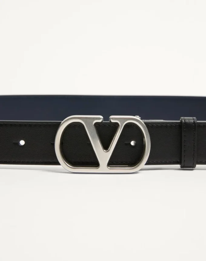 Curea reversibilă din piele de vițel lucioasă cu logo Vlogo Signature 30 mm
