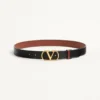 Curea reversibilă din piele de vițel lucioasă cu logo Vlogo Signature 30 mm