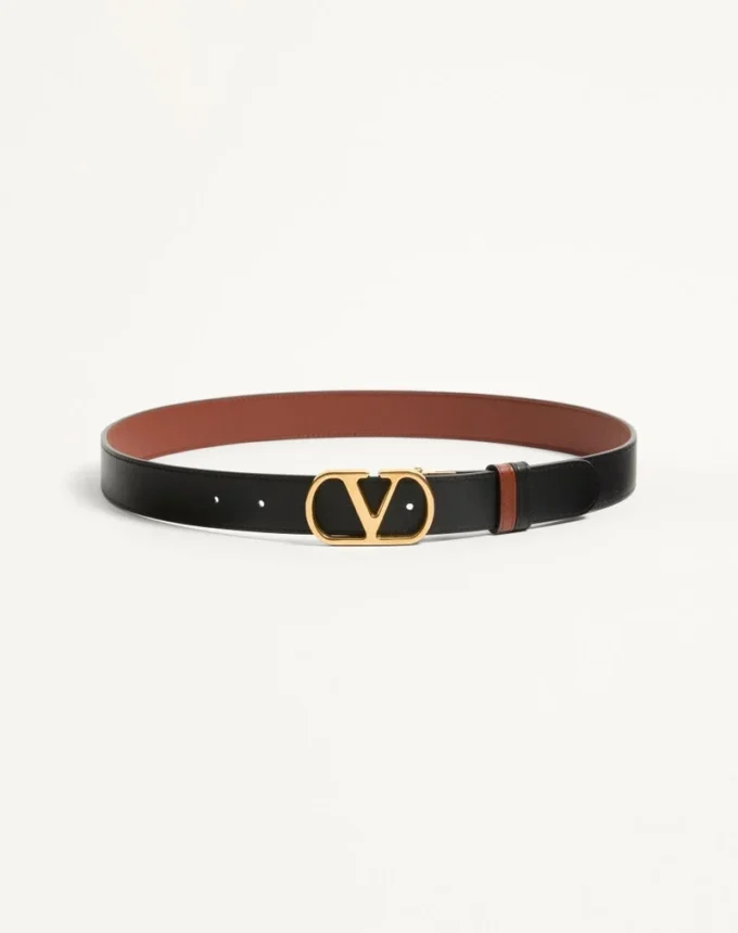 Curea reversibilă din piele de vițel lucioasă cu logo Vlogo Signature 30 mm