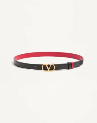 Curea reversibilă VLogo Signature din piele de vițel lucioasă – 20 mm / 1,2 in.