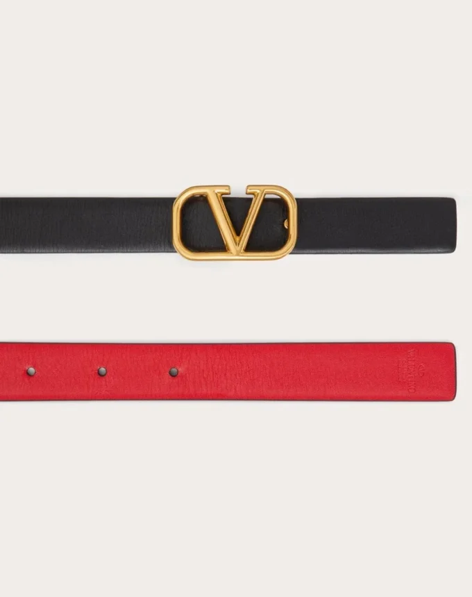 Curea reversibilă Vlogo Signature din piele de vițel lucioasă 20 mm