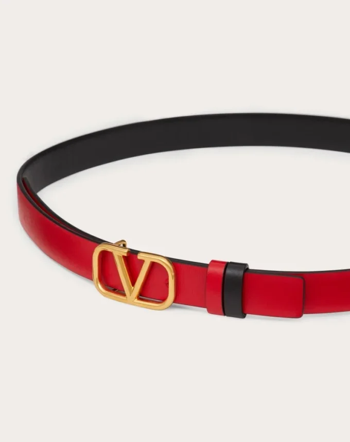 Curea reversibilă Vlogo Signature din piele de vițel lucioasă 20 mm