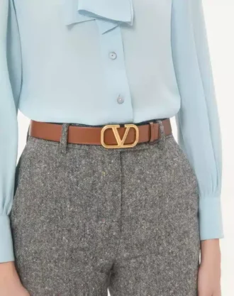 Curea reversibilă Vlogo Signature din piele de vițel lucioasă 30 mm