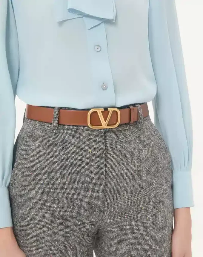 Curea reversibilă Vlogo Signature din piele de vițel lucioasă 30 mm