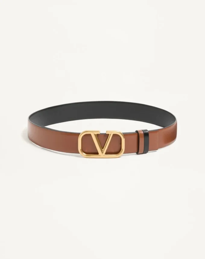 Curea reversibilă Vlogo Signature din piele de vițel lucioasă 30 mm