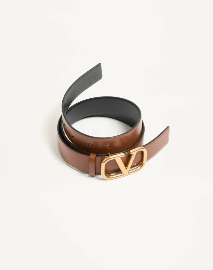 Curea reversibilă Vlogo Signature din piele de vițel lucioasă 30 mm