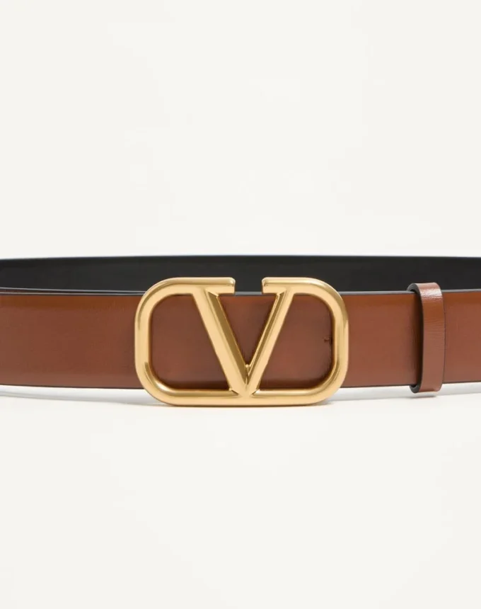 Curea reversibilă Vlogo Signature din piele de vițel lucioasă 30 mm