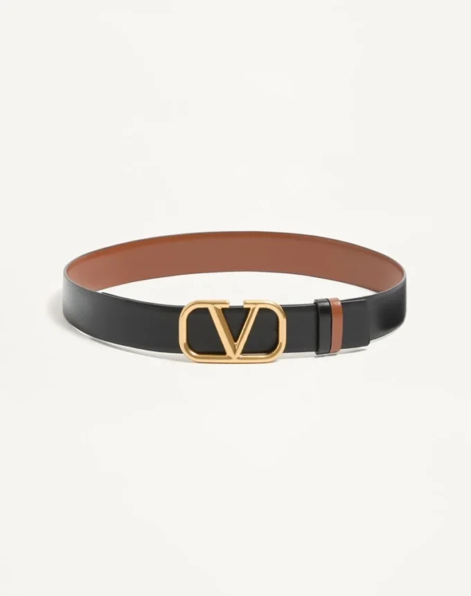 Curea reversibilă Vlogo Signature din piele de vițel lucioasă 30 mm