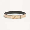 Curea reversibilă Vlogo Signature din piele de vițel metalică și lucioasă, 30 mm