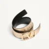 Curea reversibilă Vlogo Signature din piele de vițel metalică și lucioasă, 30 mm