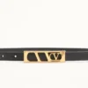 Curea VLogo Signature din piele de vițel lucioasă 15 mm Curea VLogo Signature din piele de vițel lucioasă 15 mm