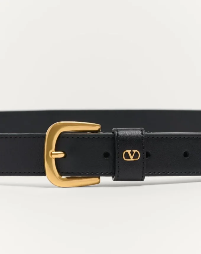 Curea Vlogo Signature din piele de vițel lucioasă 25 mm Curea Vlogo Signature din piele de vițel lucioasă 25 mm