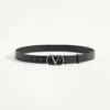 Curea VLogo Signature din piele de vițel lucioasă 30 mm Curea VLogo Signature din piele de vițel lucioasă 30 mm