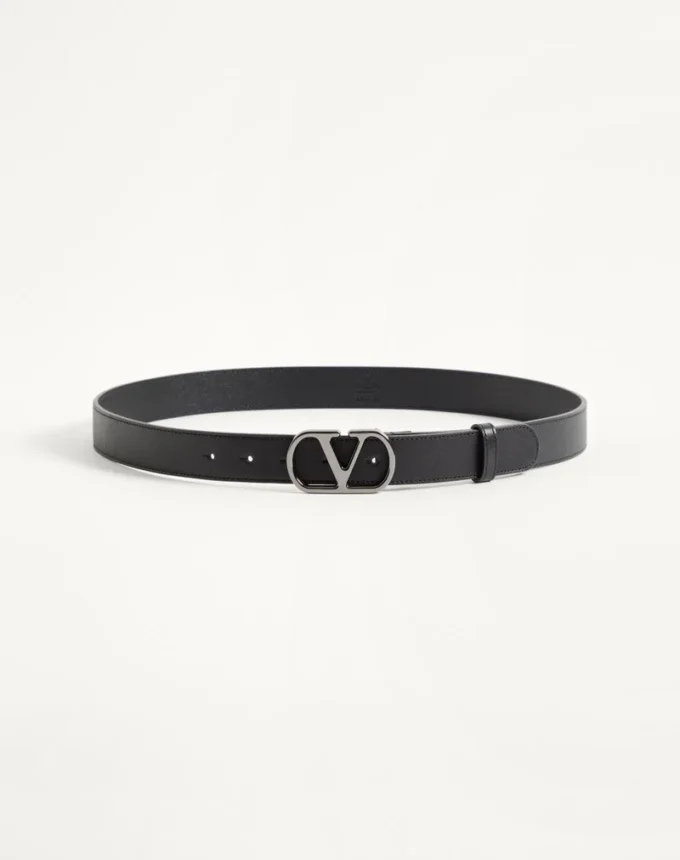 Curea VLogo Signature din piele de vițel lucioasă 30 mm Curea VLogo Signature din piele de vițel lucioasă 30 mm