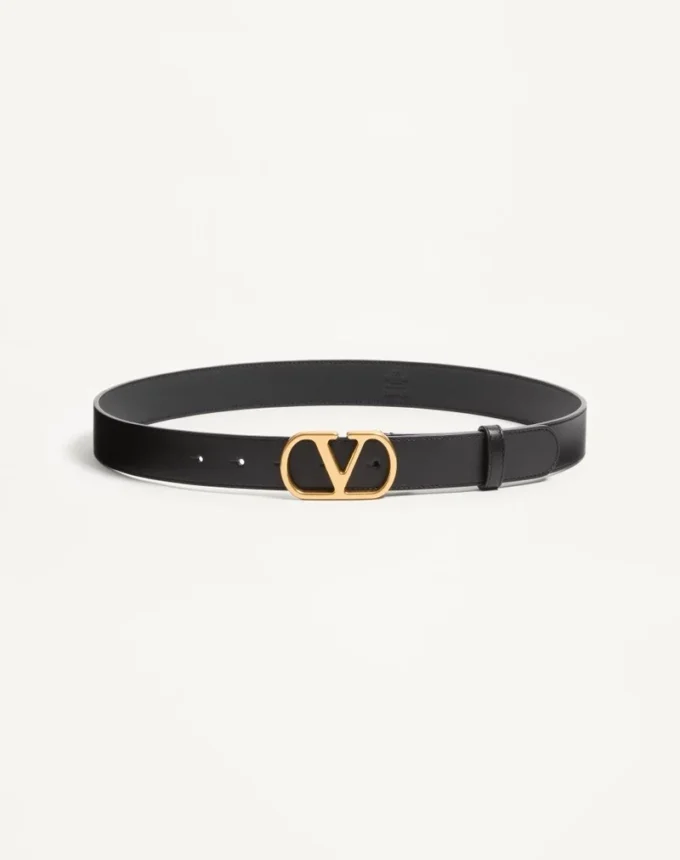 Curea Vlogo Signature din piele de vițel lucioasă 30 mm Curea Vlogo Signature din piele de vițel lucioasă 30 mm