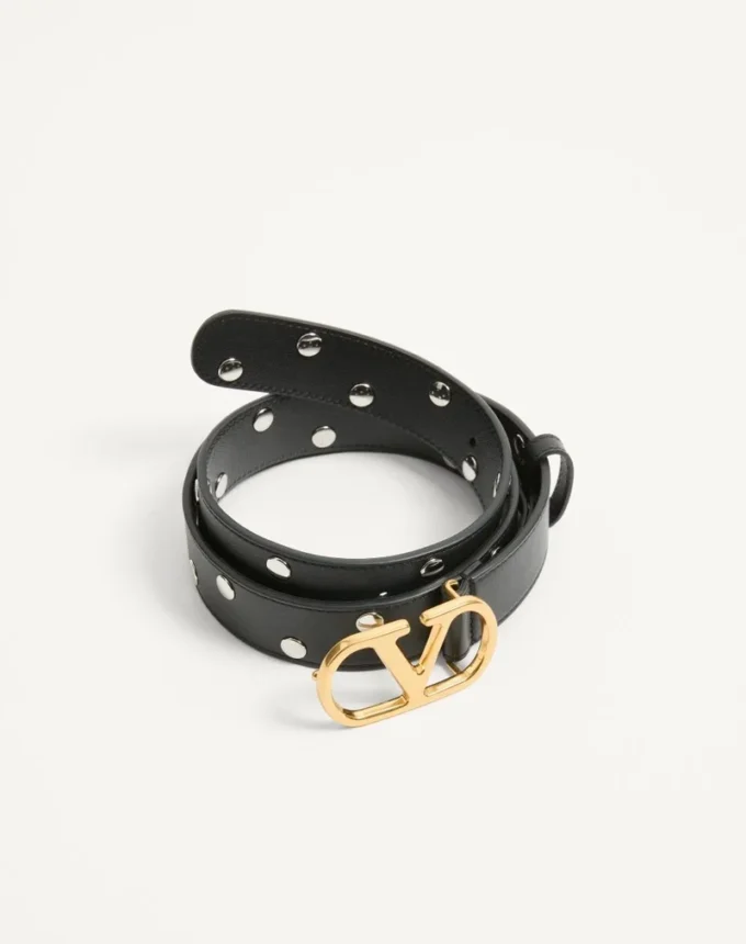 Curea VLogo Signature din piele de vițel lucioasă 30 mm Curea VLogo Signature din piele de vițel lucioasă 30 mm