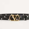 Curea VLogo Signature din piele de vițel lucioasă 30 mm Curea VLogo Signature din piele de vițel lucioasă 30 mm