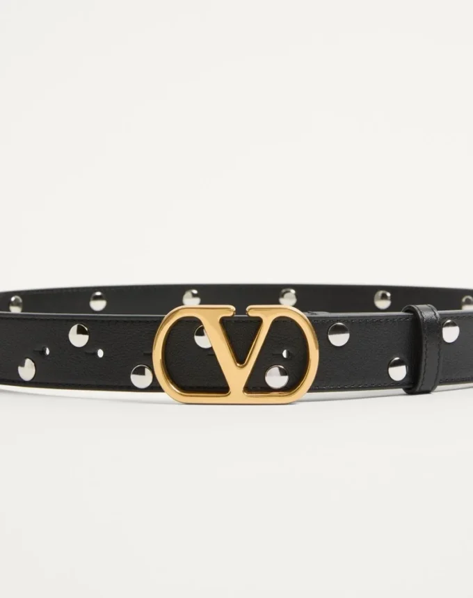 Curea VLogo Signature din piele de vițel lucioasă 30 mm Curea VLogo Signature din piele de vițel lucioasă 30 mm