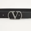 Curea VLogo Signature din piele de vițel lucioasă 30 mm Curea VLogo Signature din piele de vițel lucioasă 30 mm