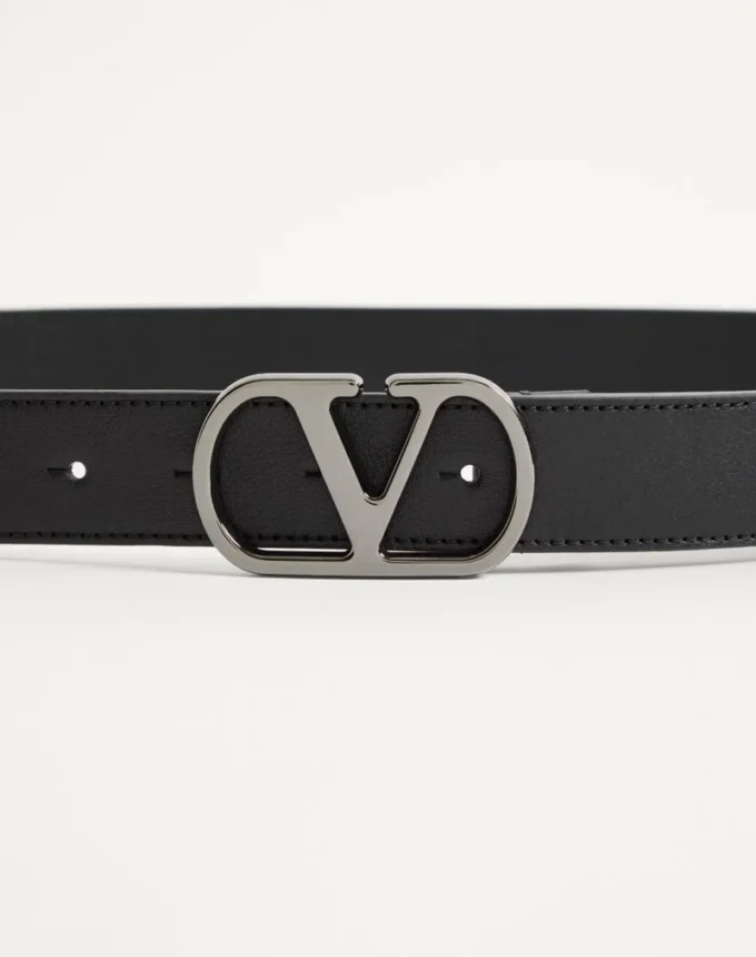 Curea VLogo Signature din piele de vițel lucioasă 30 mm Curea VLogo Signature din piele de vițel lucioasă 30 mm