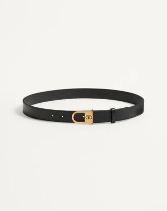 Curea VLogo Signature din piele de vițel lucioasă 30 mm cu detaliu logo emailat