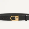 Curea VLogo Signature din piele de vițel lucioasă 30 mm cu detaliu logo emailat