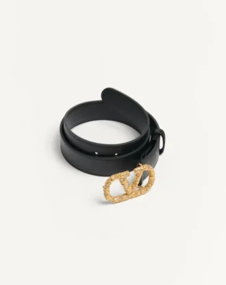 Curea Vlogo Signature din piele de vițel lucioasă cu cristale 30 mm