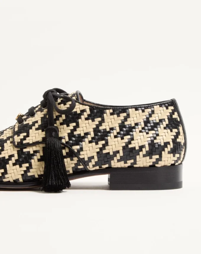 Derby Mj Blues Houndstooth din piele țesută