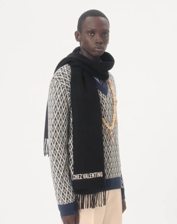 Eșarfă din lână Valentino cu broderie Chez Valentino