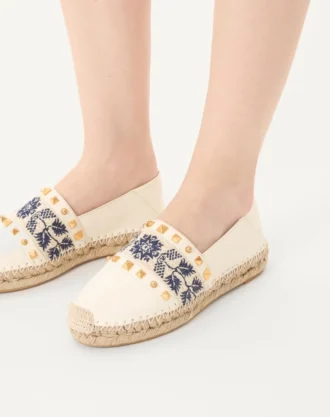 Espadrile din piele nappa cu broderie în formă de strugure 20 mm