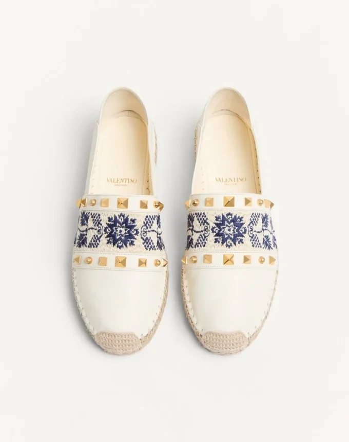 Espadrile din piele nappa cu broderie în formă de strugure 20 mm Espadrile din piele nappa cu broderie în formă de strugure 20 mm