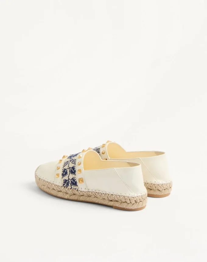 Espadrile din piele nappa cu broderie în formă de strugure 20 mm Espadrile din piele nappa cu broderie în formă de strugure 20 mm