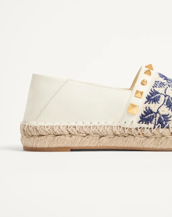 Espadrile din piele nappa cu broderie în formă de strugure 20 mm Espadrile din piele nappa cu broderie în formă de strugure 20 mm