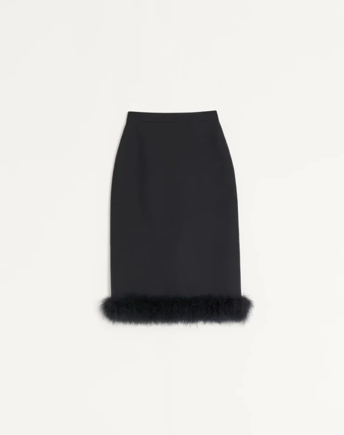 Fustă din crep Couture cu pene Fustă din crep Couture cu pene