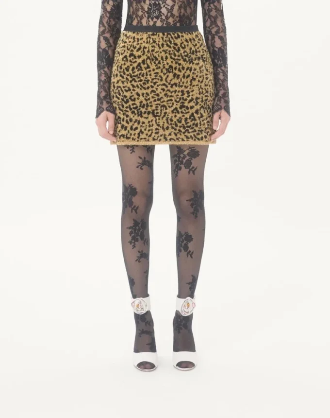 Fustă din tricot jacquard cu imprimeu animalier și lurex Fustă din tricot jacquard cu imprimeu animalier și lurex