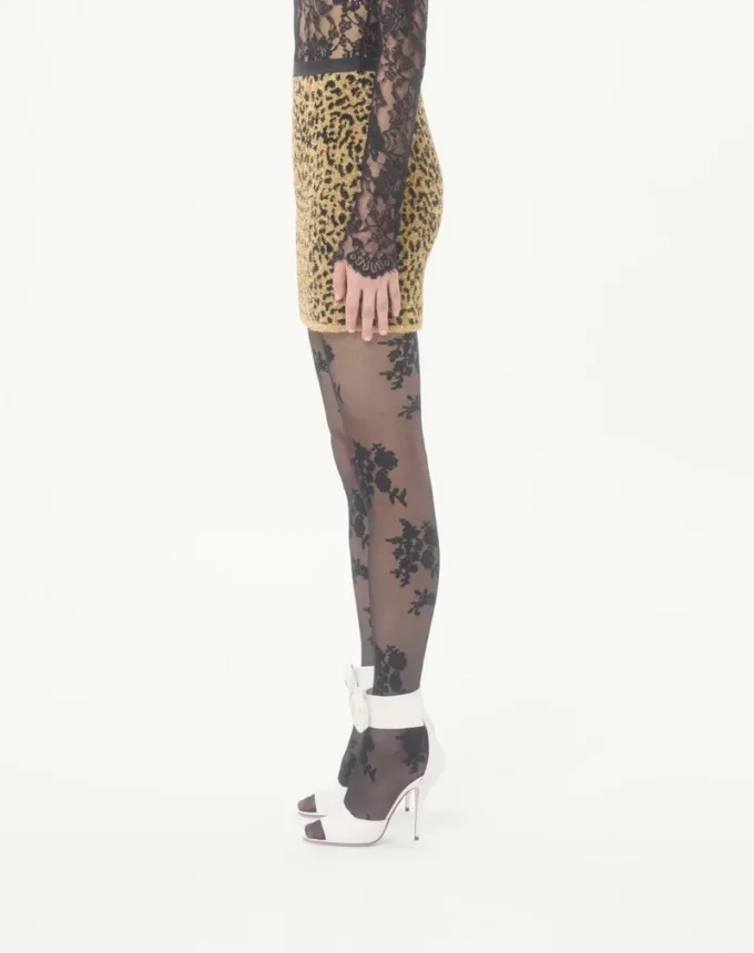 Fustă din tricot jacquard cu imprimeu animalier și lurex Fustă din tricot jacquard cu imprimeu animalier și lurex
