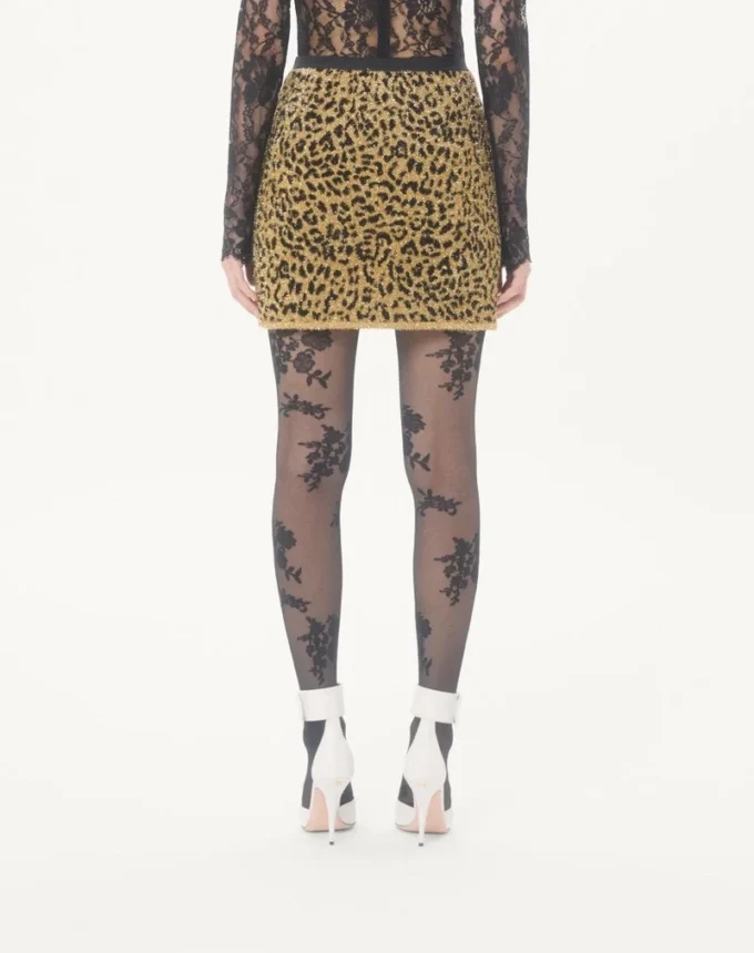 Fustă din tricot jacquard cu imprimeu animalier și lurex Fustă din tricot jacquard cu imprimeu animalier și lurex