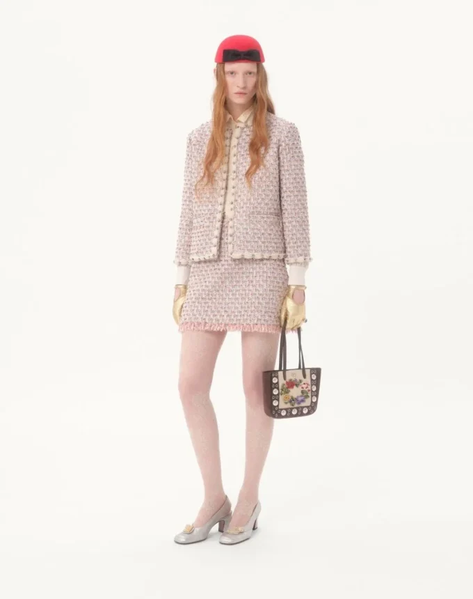 Fustă din tweed cu panglică Fustă din tweed cu panglică