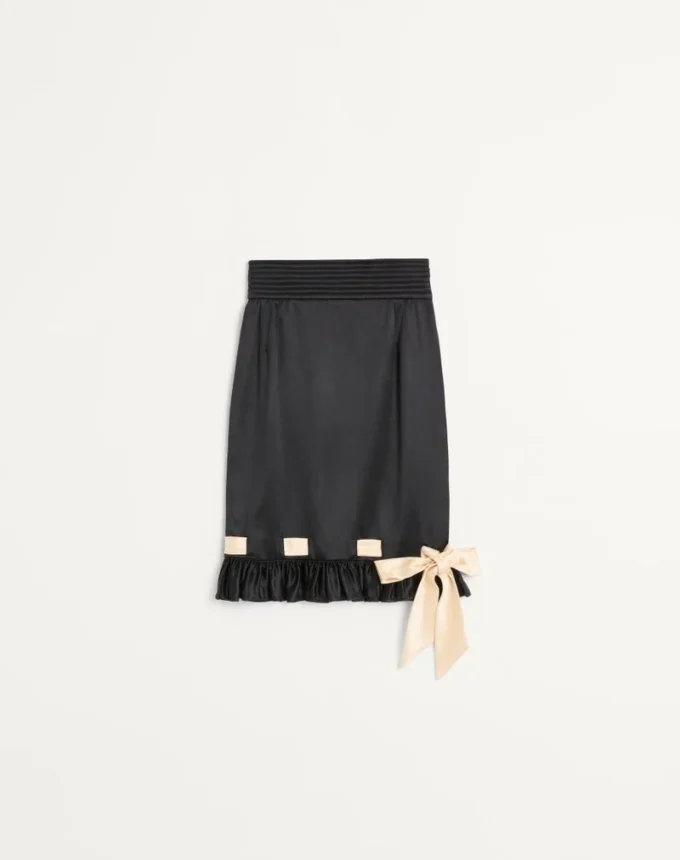 Fustă midi din satin dublu Fustă midi din satin dublu