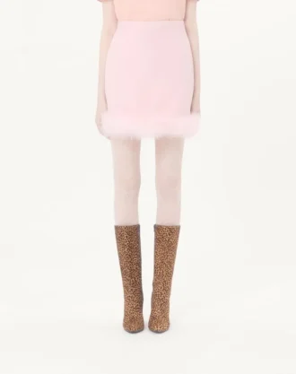 Fustă scurtă din crep couture cu pene Fustă scurtă din crep couture cu pene
