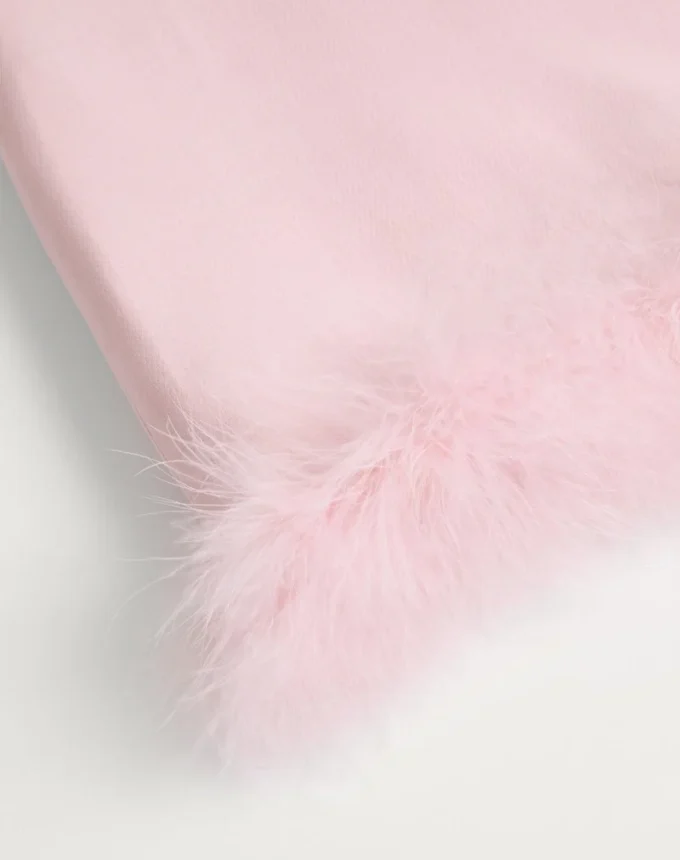Fustă scurtă din crep couture cu pene Fustă scurtă din crep couture cu pene