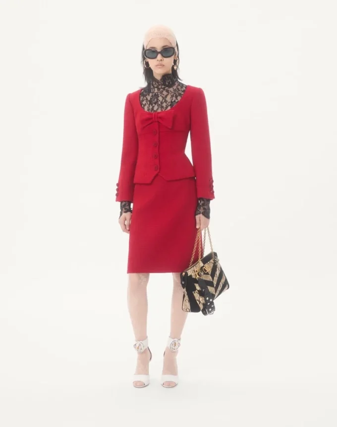 Fustă simplă din tweed de lână Fustă simplă din tweed de lână
