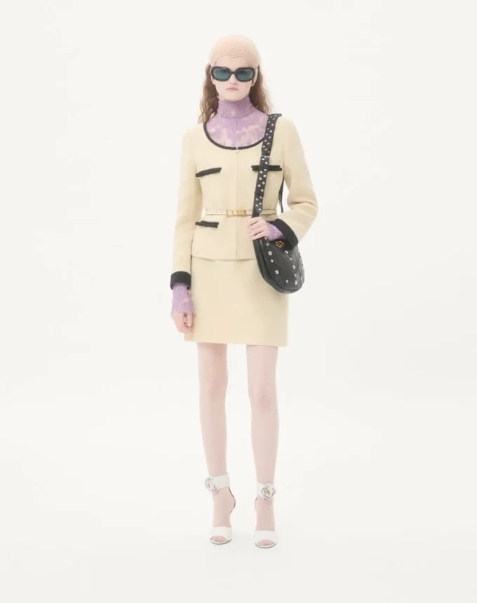 Fustă simplă din tweed de lână Fustă simplă din tweed de lână